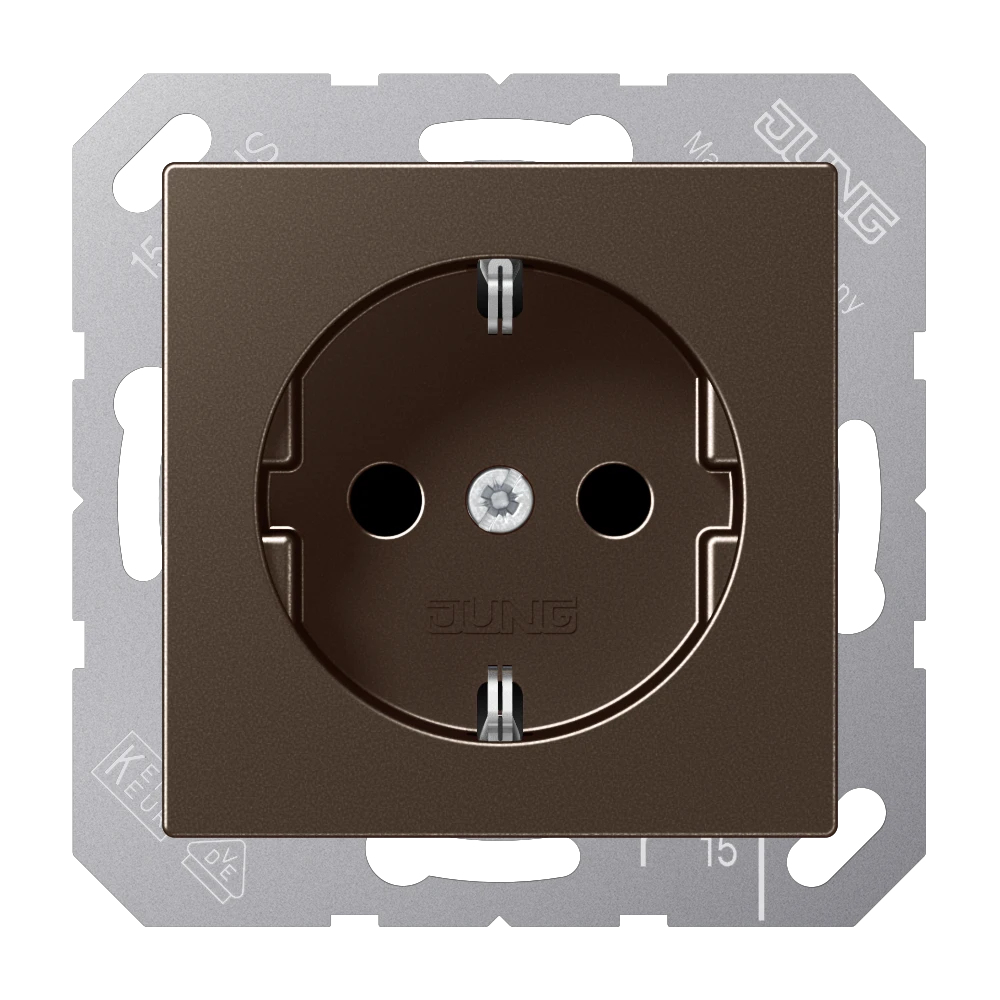 SCHUKO®-Steckdose, Duroplast lackiert, mokka