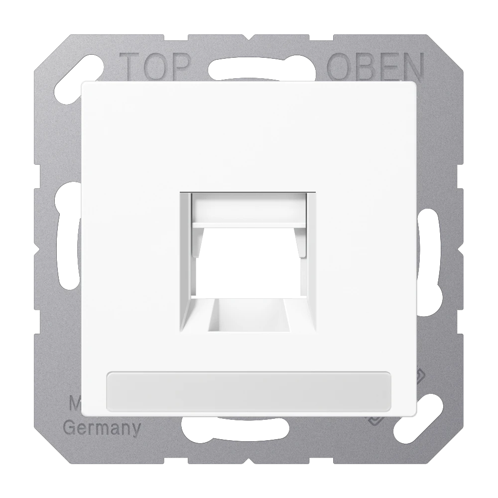 Placa central (fixação por encaixe) para conectores RJ, 1x, UMA-CAT6A, RADIALL, Panduit, Assmann, branco