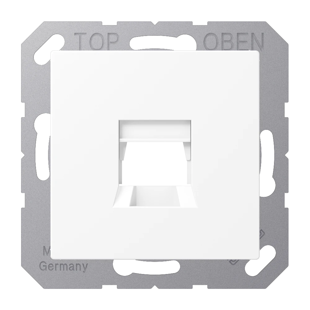 Abdeckung (gerastet) für Modular-Jack-Steckbuchsen, 1fach, UMA-CAT6A, RADIALL, Panduit, Assmann, schneeweiß matt