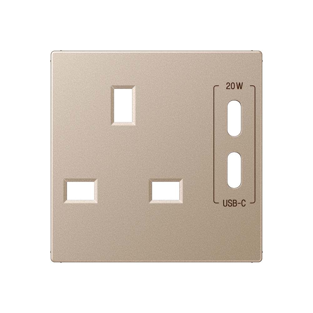 Centre plate for socket insert 521 G-CC20, thermoplastic lacquered, champagne