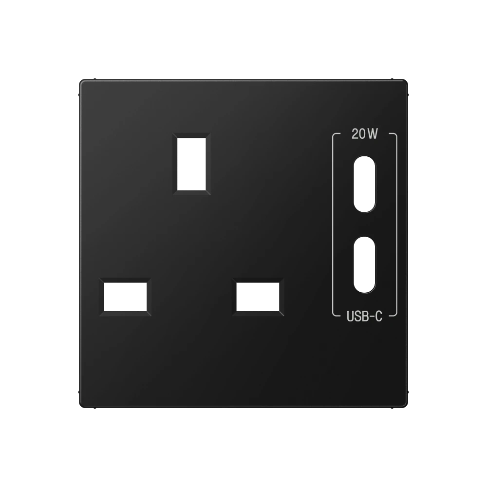 Centre plate for socket insert 521 G-CC20, thermoplastic lacquered, matt graphite black 