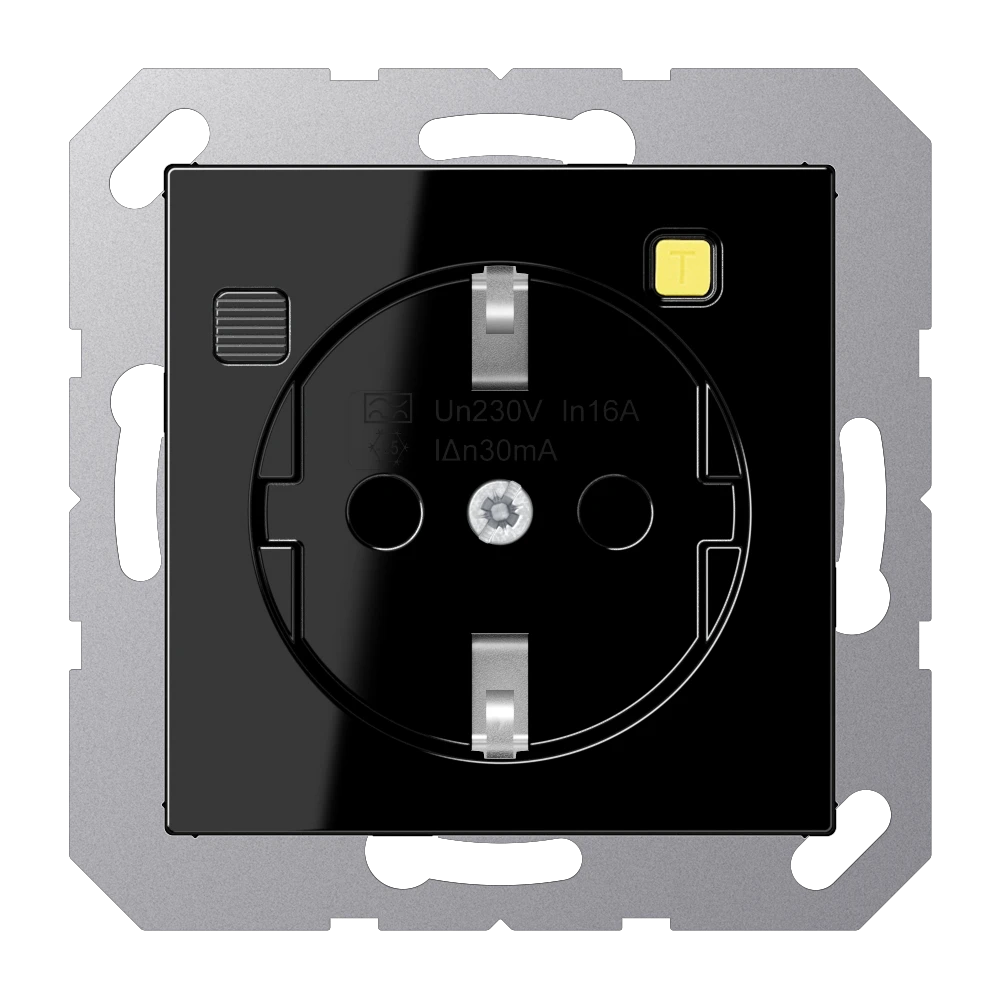 SCHUKO® socket with RCD (residual current device), black