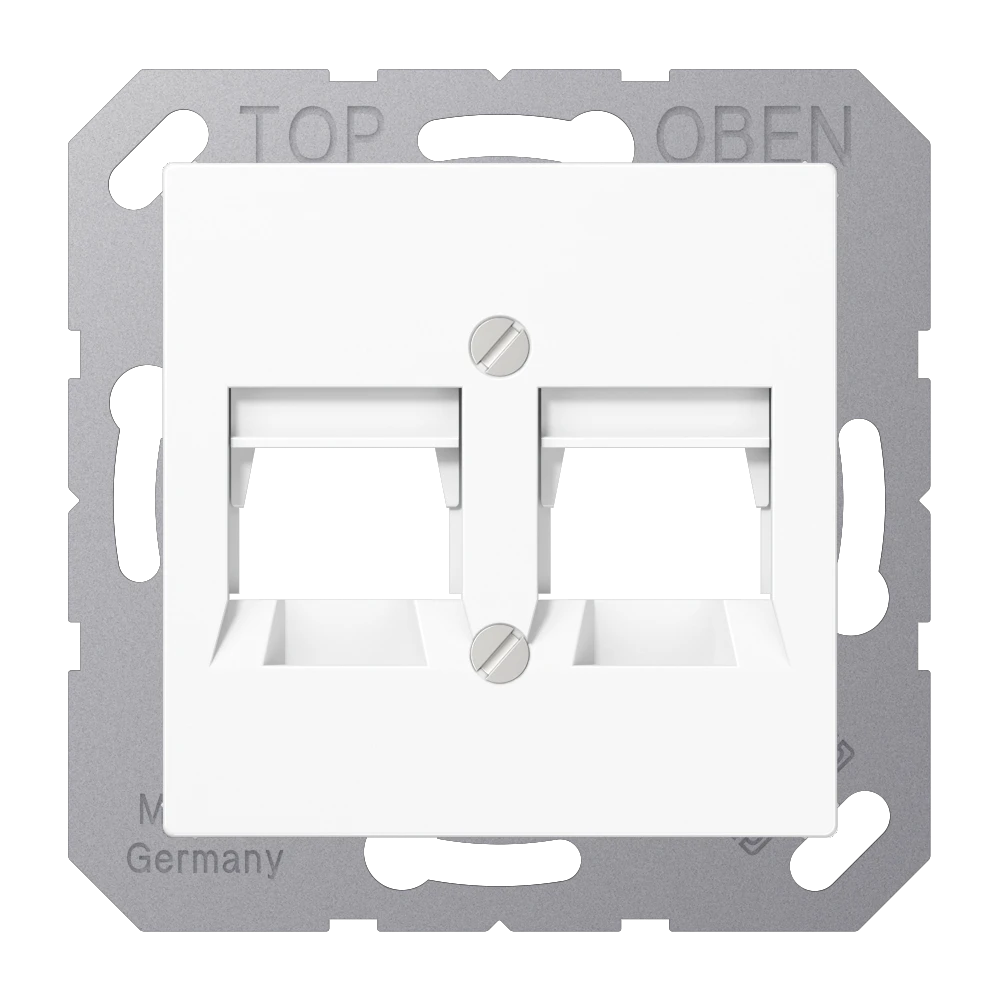 Afdekking (schroefbevestiging) voor modular jack, 2-voudig, ITT, alpine wit