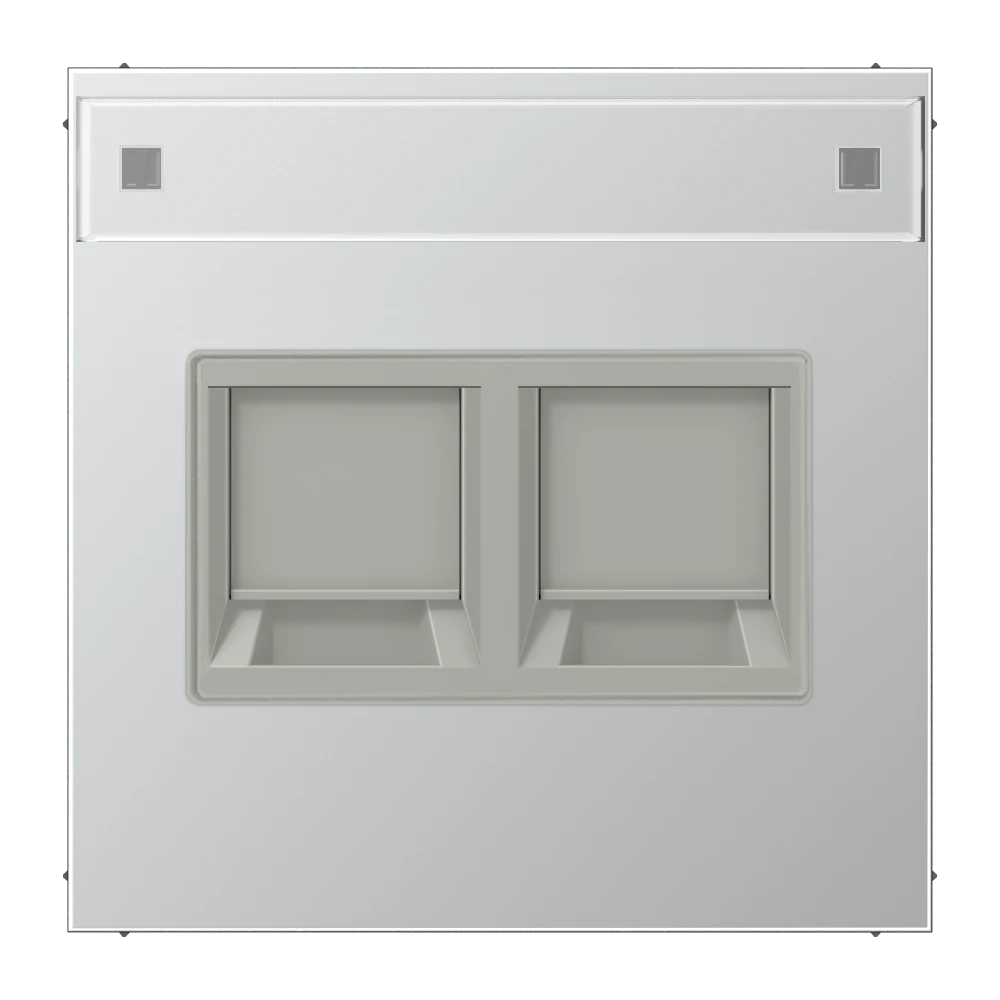 Afdekking (klikbevestiging) voor modular jack, 2-voudig, EMT, AMP, MTRJ, Aluminium