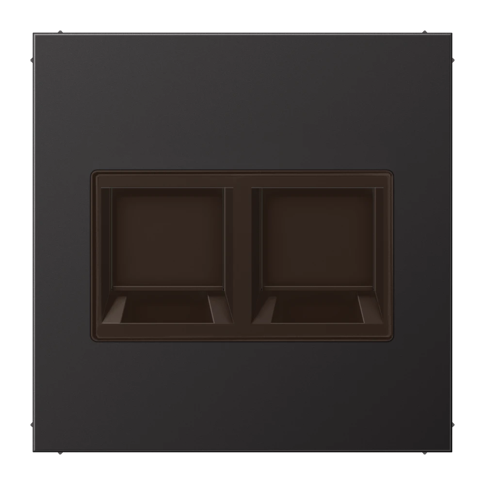 Afdekking (klikbevestiging) voor modular jack, 2-voudig, EMT, AMP, MTRJ, Dark