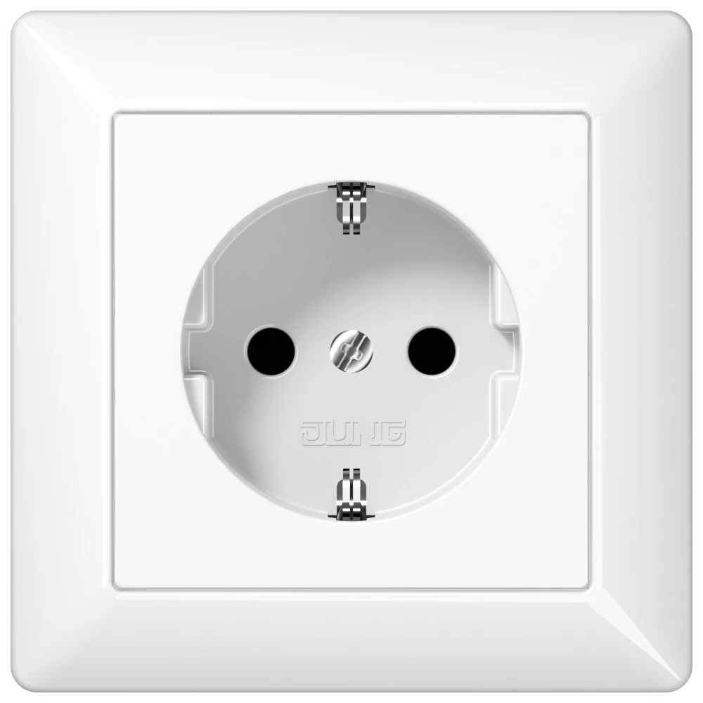SCHUKO® socket with integrated frame, duroplastic, white
