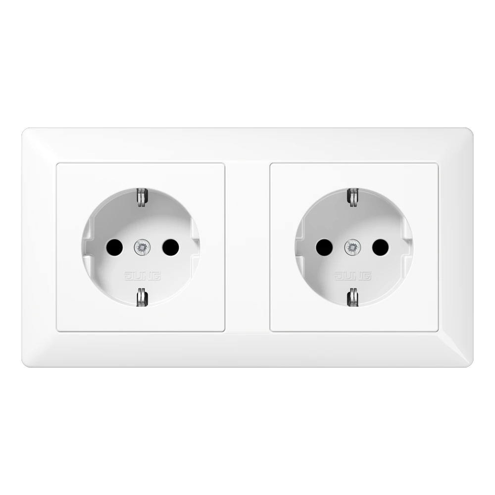 Kabelkanal-SCHUKO®-Steckdose, 2fach, Duroplast, alpinweiß