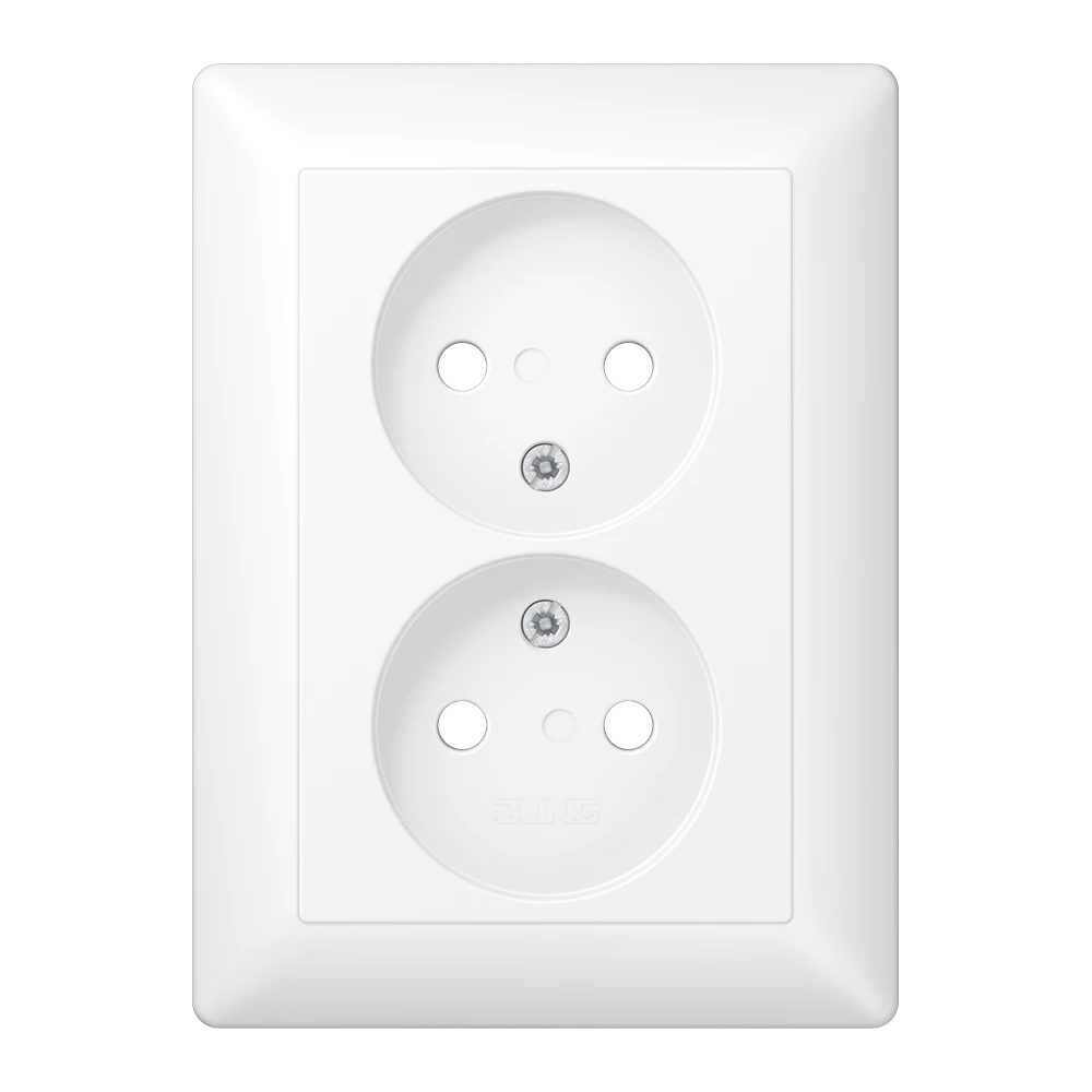 Afdekking met geïntegreerd afdekraam voor het uitwisselen van de afdekking van de wandcontactdoos art.nr.: AS 5010 U .., duroplast gelakt, sneeuwwit mat