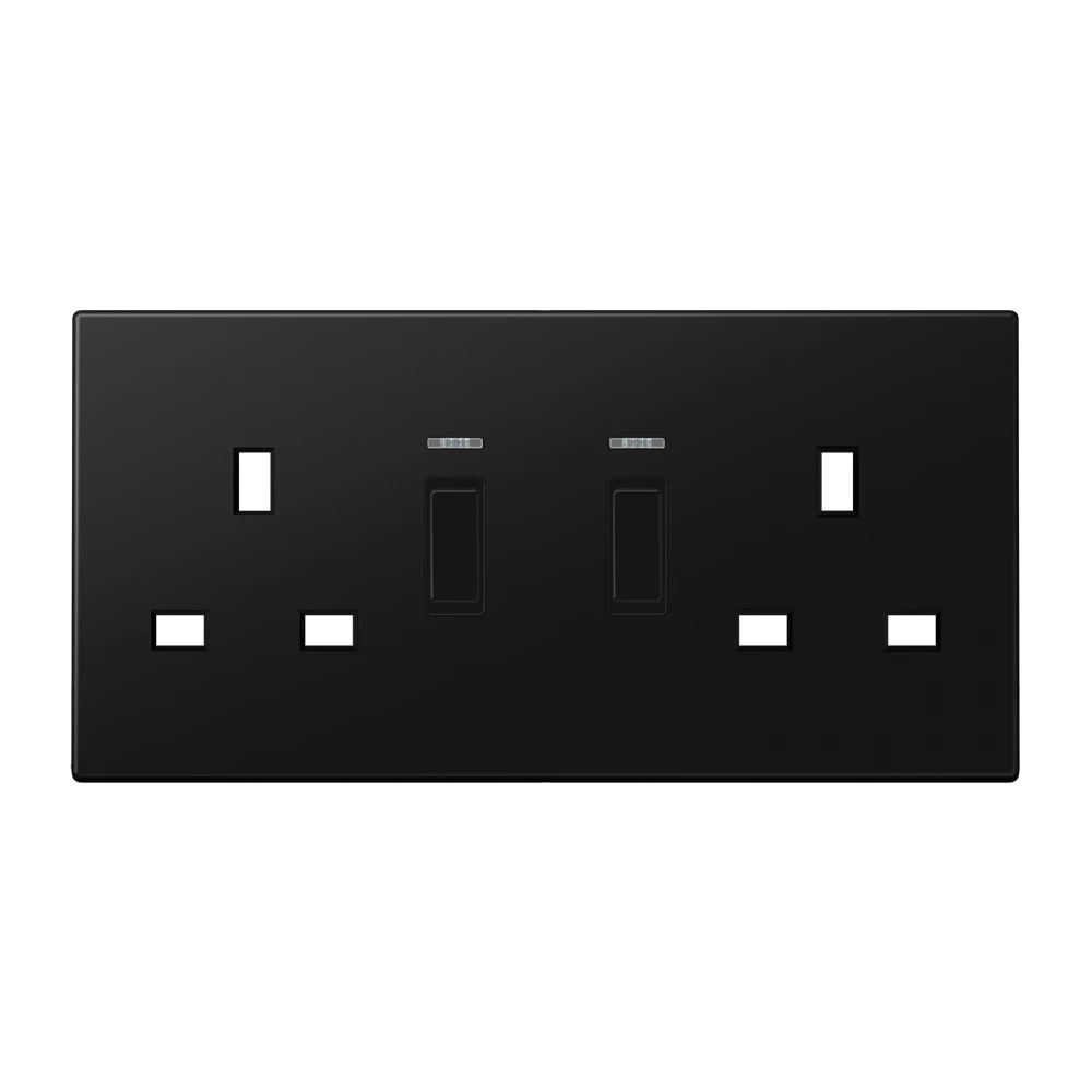 Centre plate for socket insert BS 2172 KO EINS and BS 3172 KO EINS, with pilot light, duroplastic lacquered, matt graphite black 