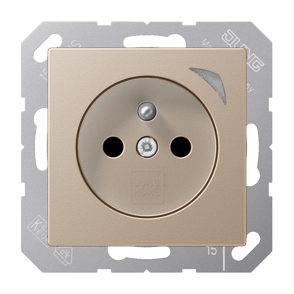 JUNG HOME wandcontactdoos Energy, Frans/Belgisch systeem, Safety Plus, champagne