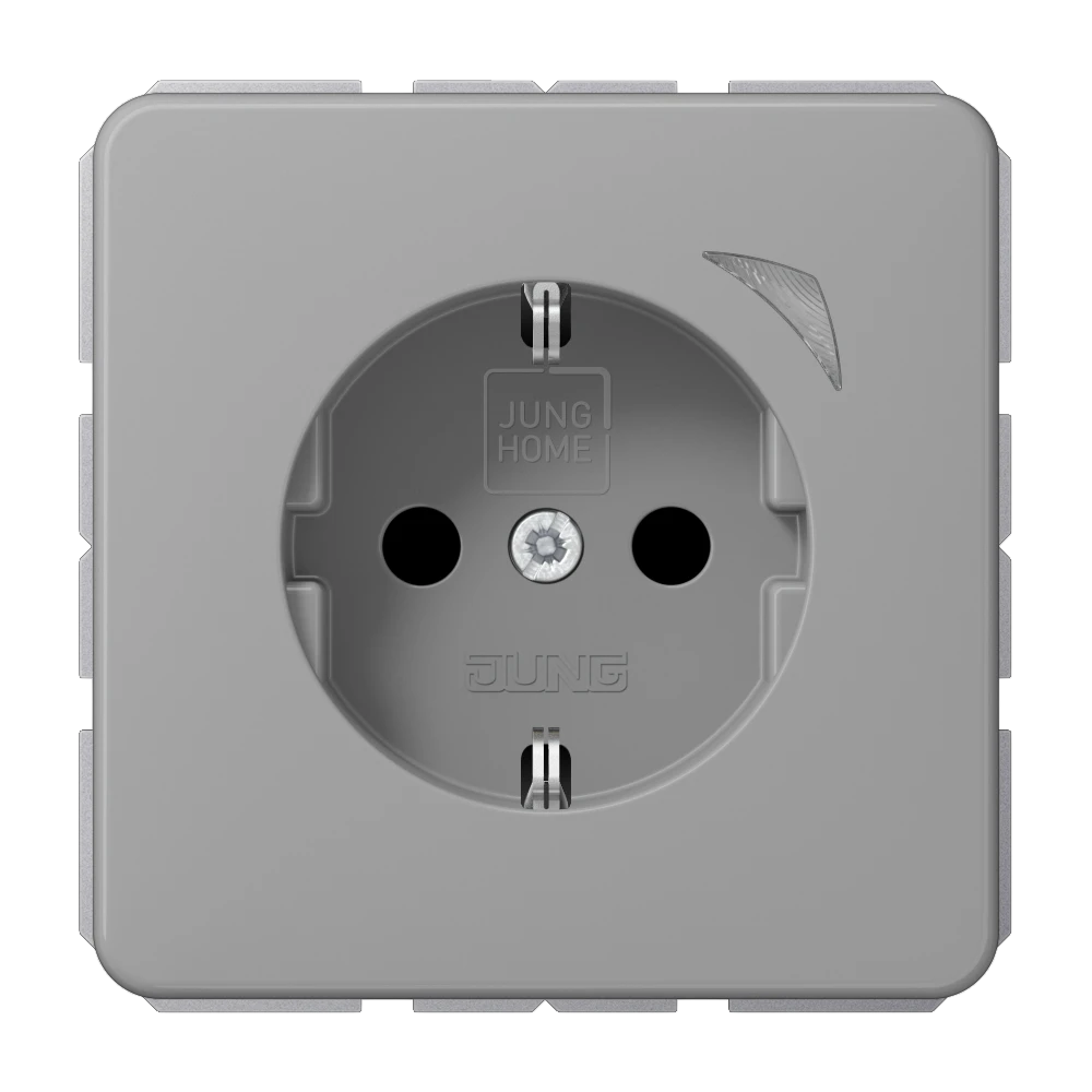 JUNG HOME wandcontactdoos met randaarde Energy, Safety Plus, grijs