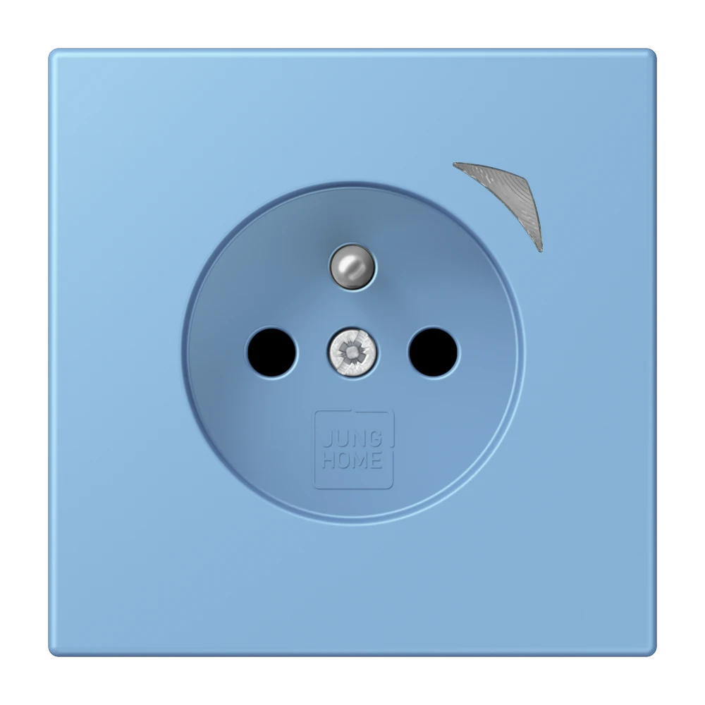Prise JUNG HOME Energy, système français et belge, Safety Plus, bleu céruléen 59