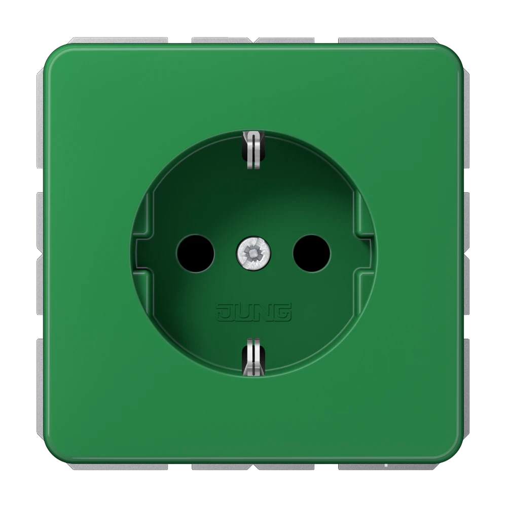 SCHUKO® socket, Safety Plus, thermoplastic, green