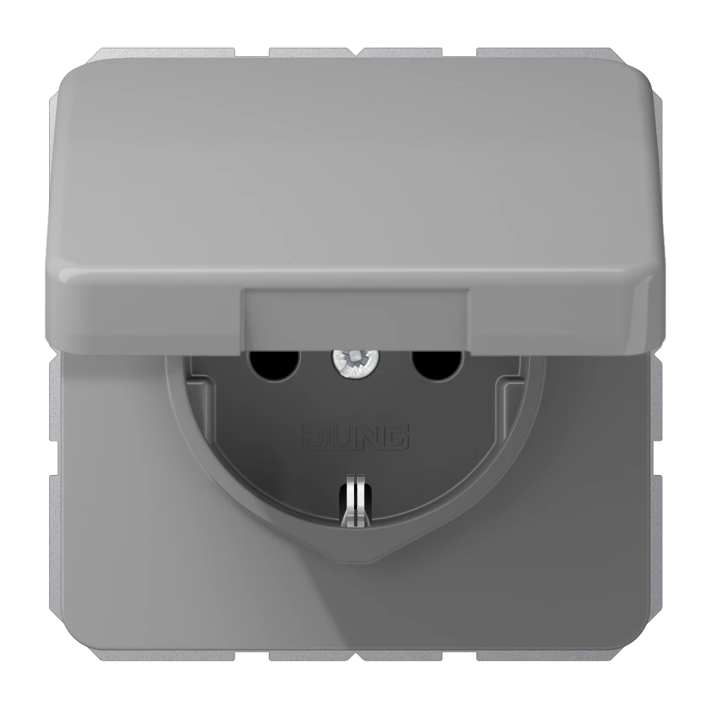 SCHUKO® socket, Safety Plus, thermoplastic, grey