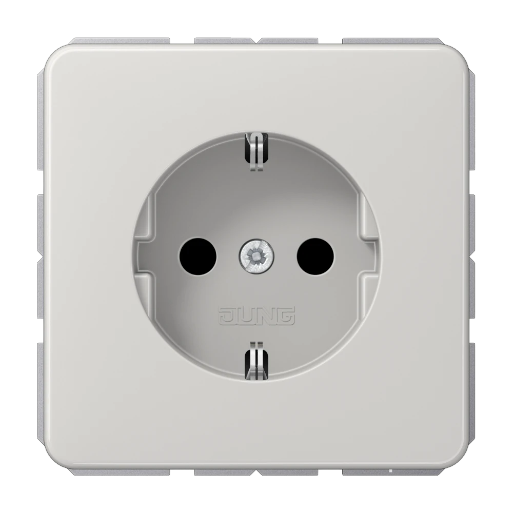 Wandcontactdoos met randaarde, Safety Plus, duroplast, lichtgrijs