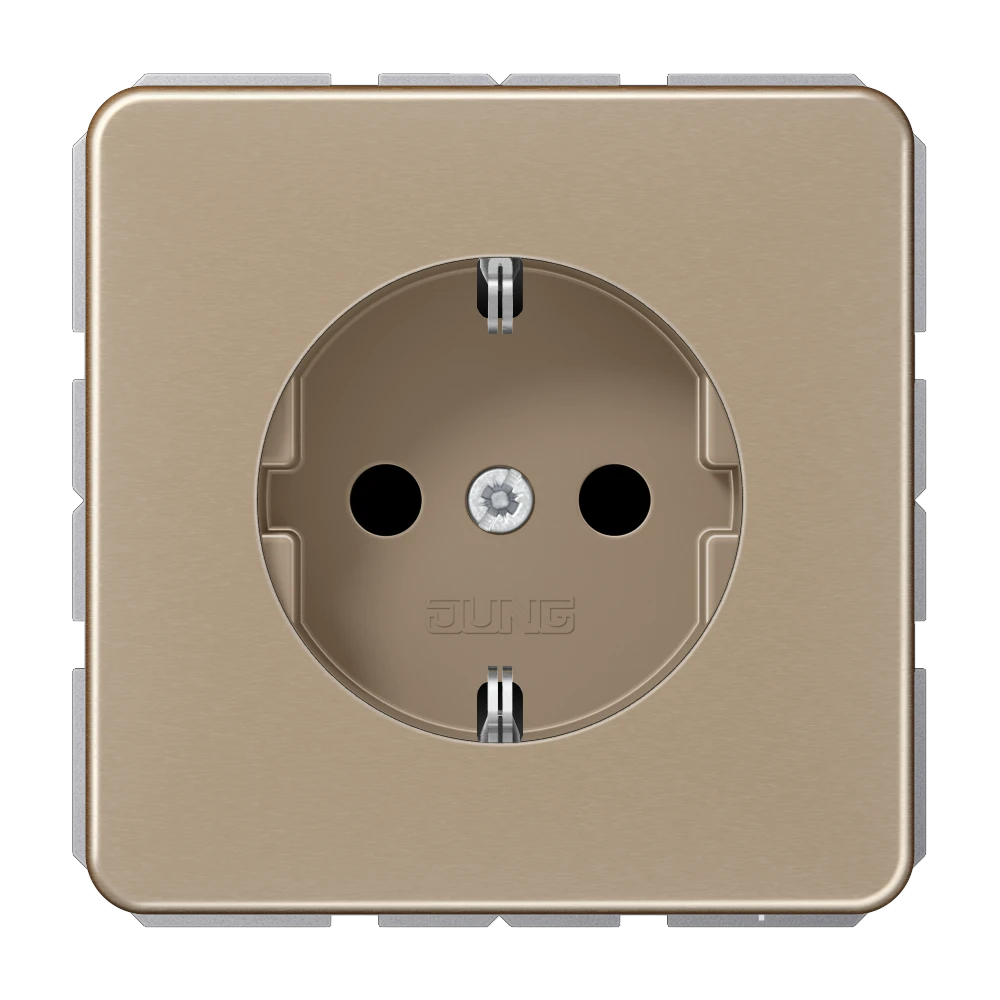 SCHUKO® socket, screw terminals, Safety Plus, anodized aluminium, gold-bronze