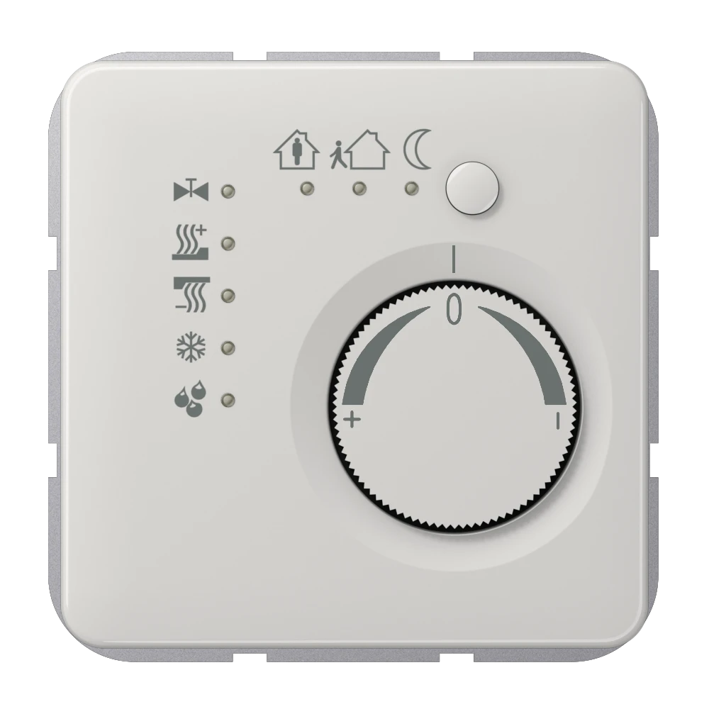KNX kamerthermostaat, met geïntegreerde taster interface 4-voudig, lichtgrijs