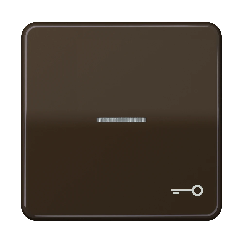 Enjoliveur touche 1 voie, symbole "gâche", avec voyant crayon, Brun