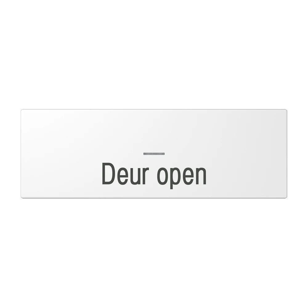 Afdekking (70 x 212,4 mm), tekst "Deur open", met lens, alpine wit