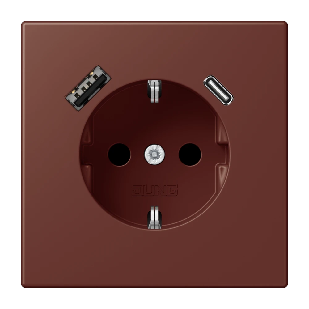 SCHUKO® socket with USB charger, Safety Plus, thermoplastic lacquered, terre sienne brûlée 31