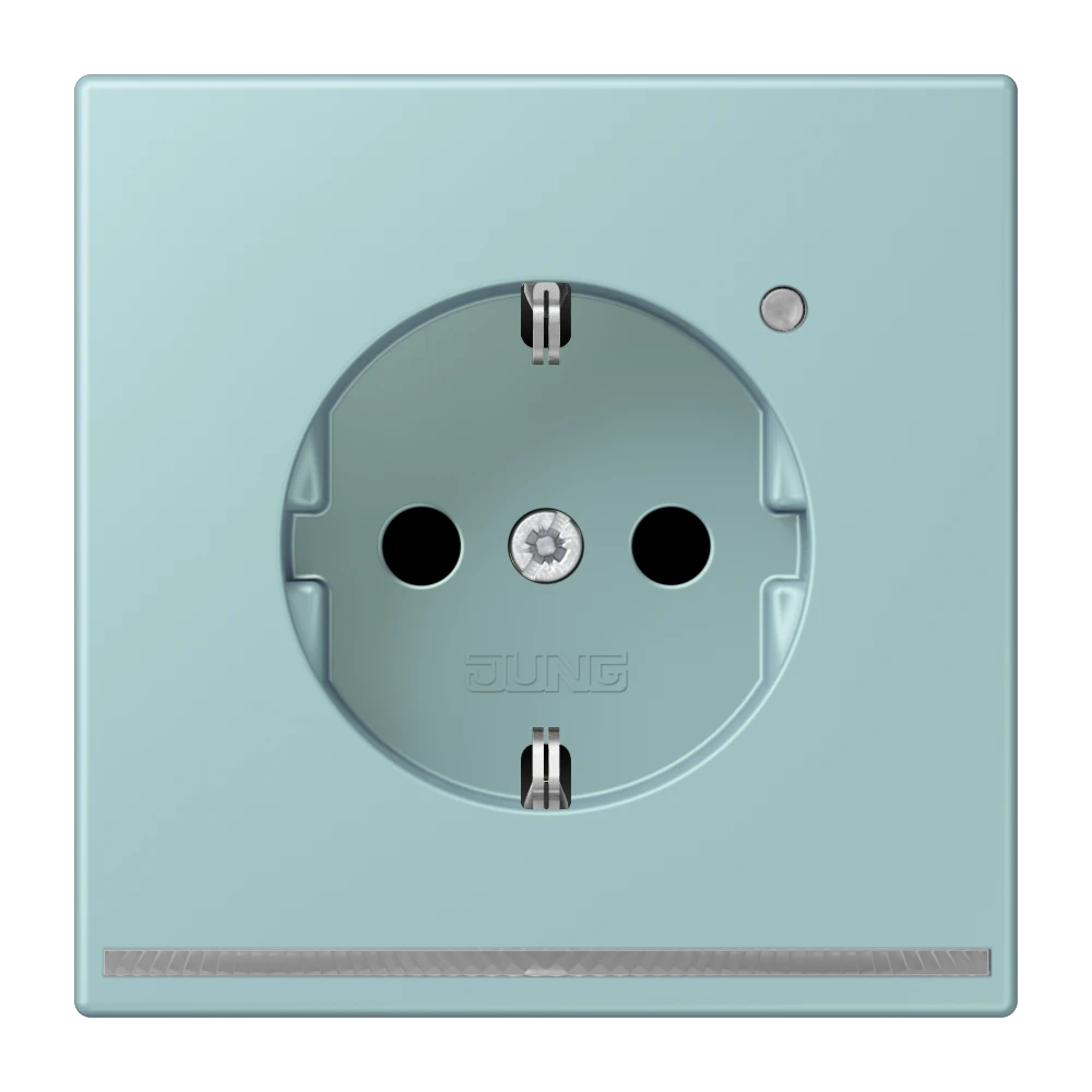 SCHUKO®-Steckdose mit LED-Orientierungslicht, Safety Plus, Duroplast lackiert, céruléen clair