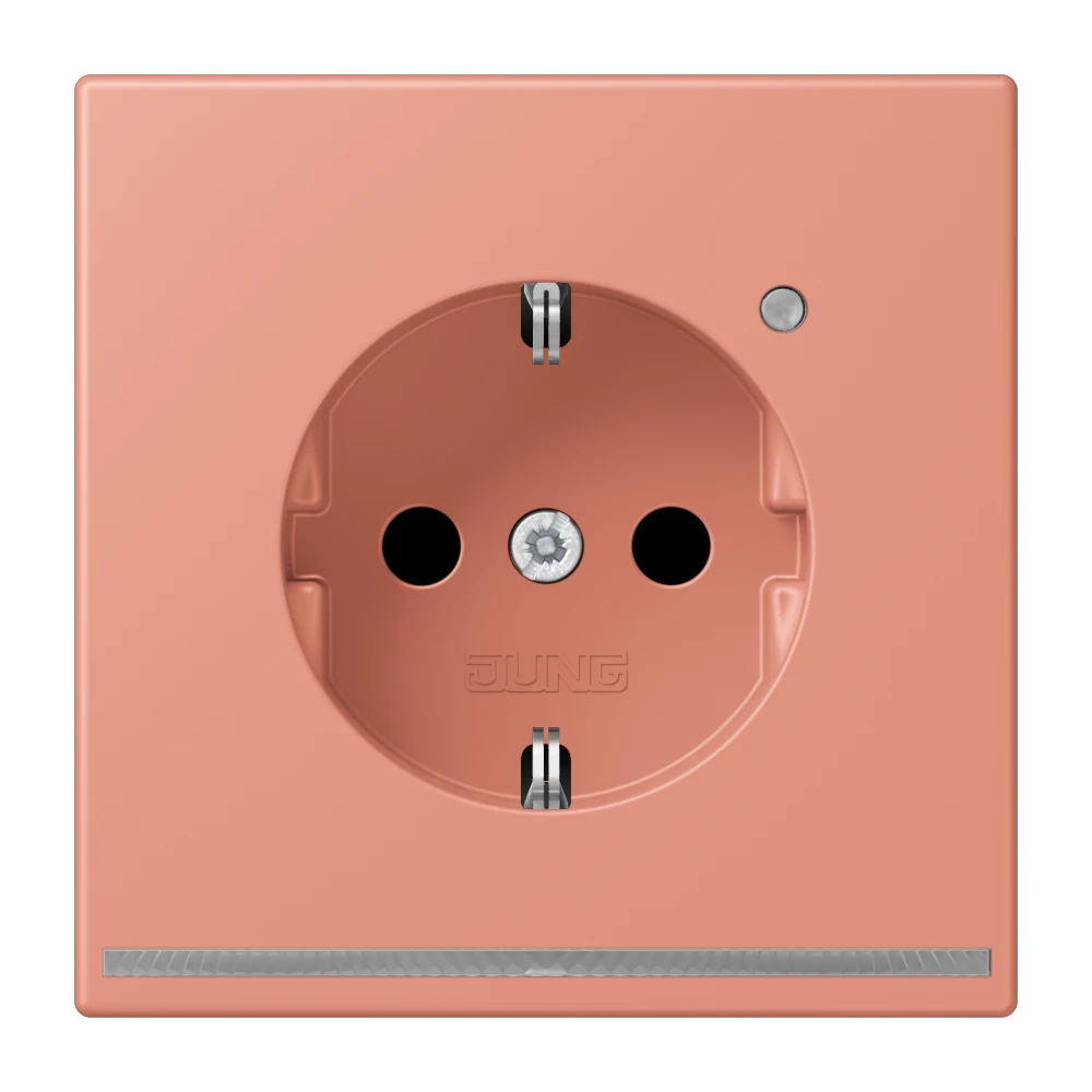 SCHUKO®-Steckdose mit LED-Orientierungslicht, Safety Plus, Duroplast lackiert, l'ocre rouge moyen