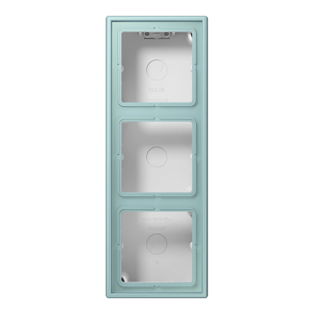 Surface cap 3-gang, LS CUBE, duroplastic lacquered, céruléen clair (32033), vertical and horizontal installation