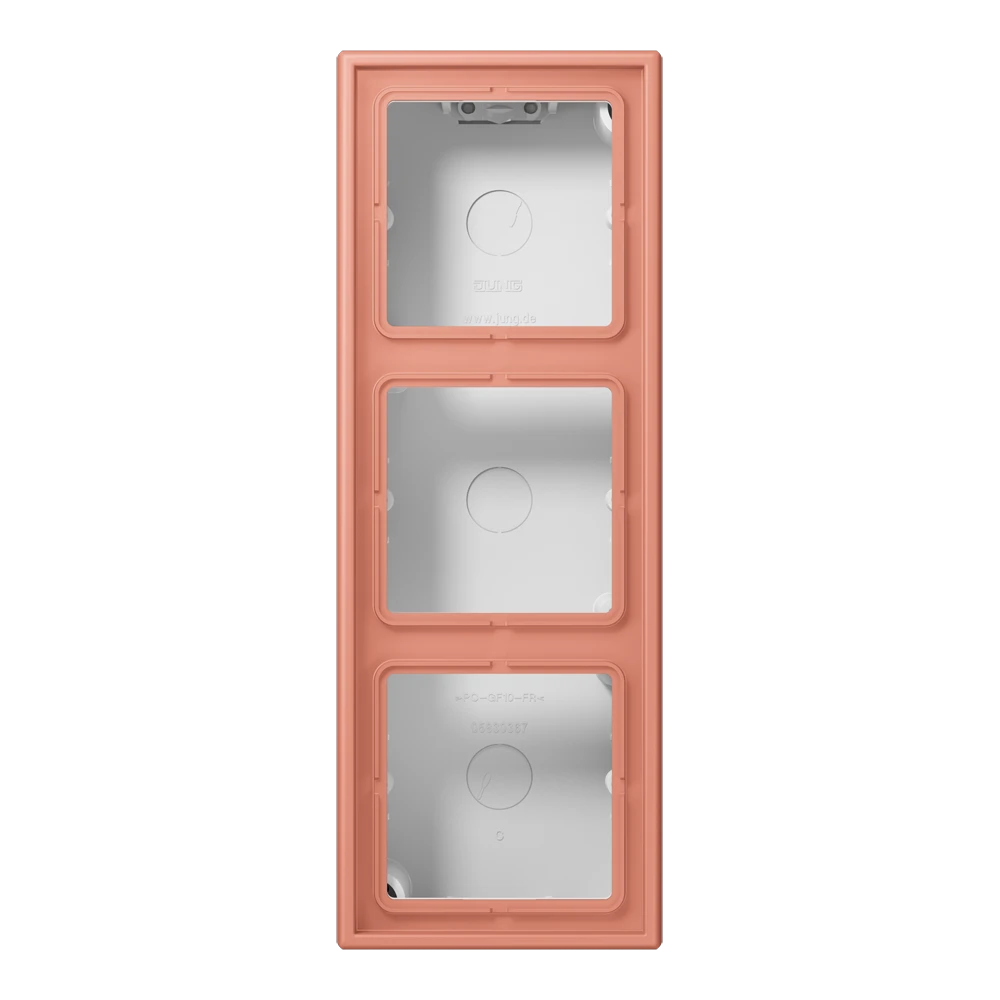 Surface cap 3-gang, LS CUBE, duroplastic lacquered, l’ocre rouge moyen (32111), vertical and horizontal installation