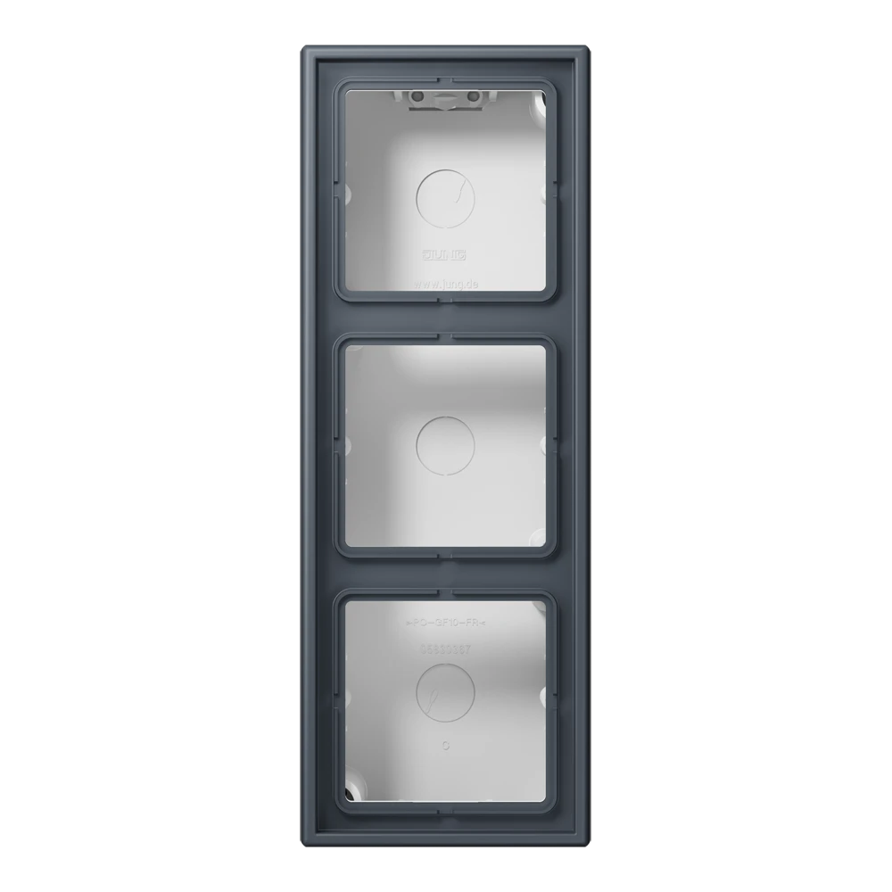 Surface cap 3-gang, LS CUBE, duroplastic lacquered, gris foncé 59 (4320U), vertical and horizontal installation