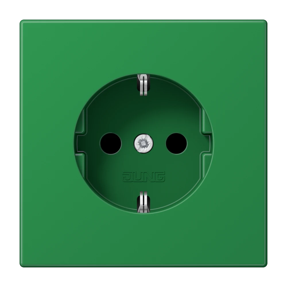 SCHUKO® socket, thermoplastic, green