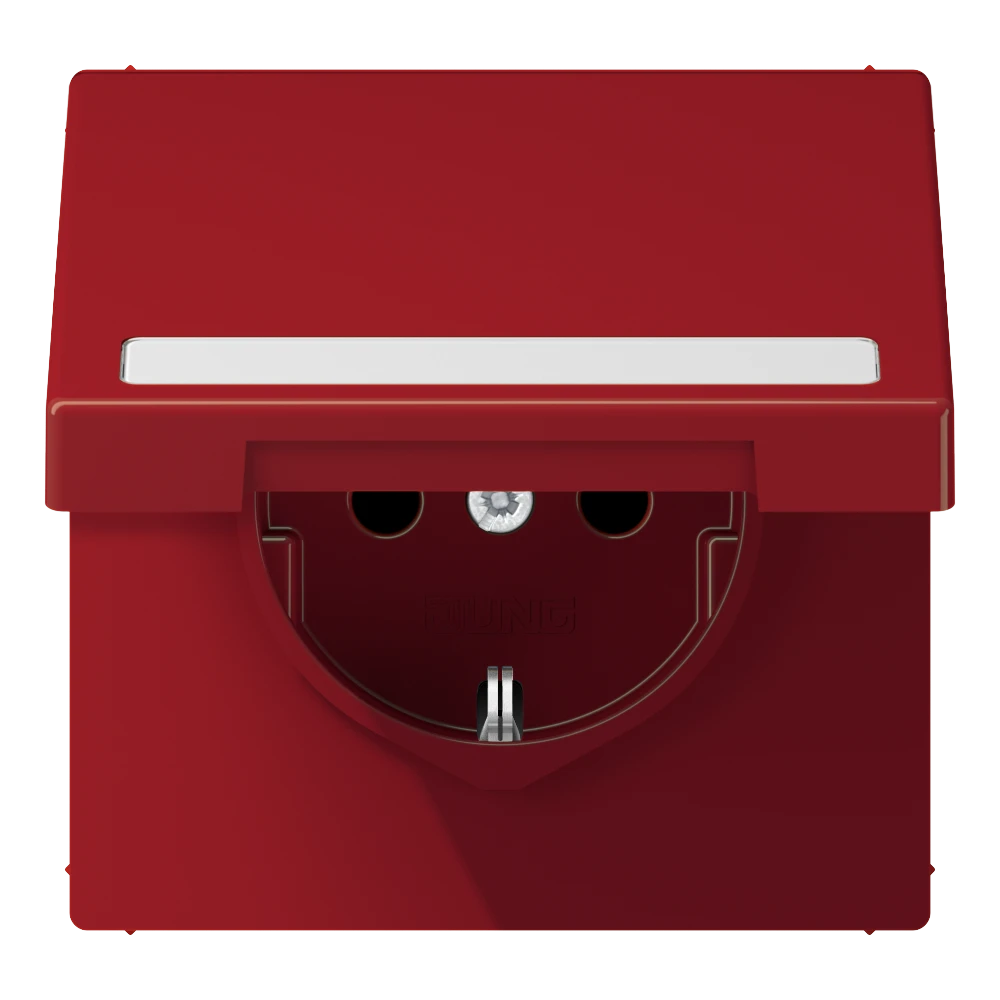 SCHUKO® socket, Safety Plus, with inscription field, thermoplastic, red