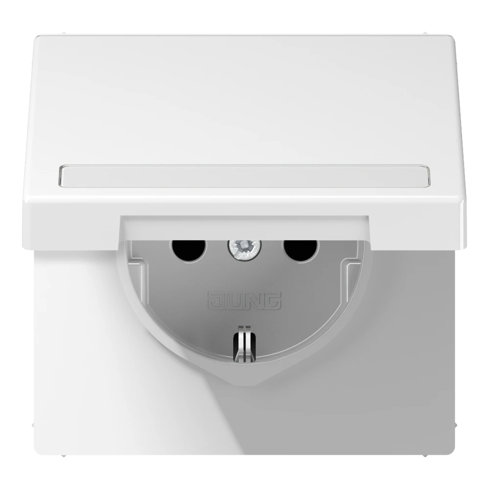 Enchufe SCHUKO®, Safety Plus, con regleta de inscripción, termoplástico, blanco alpino