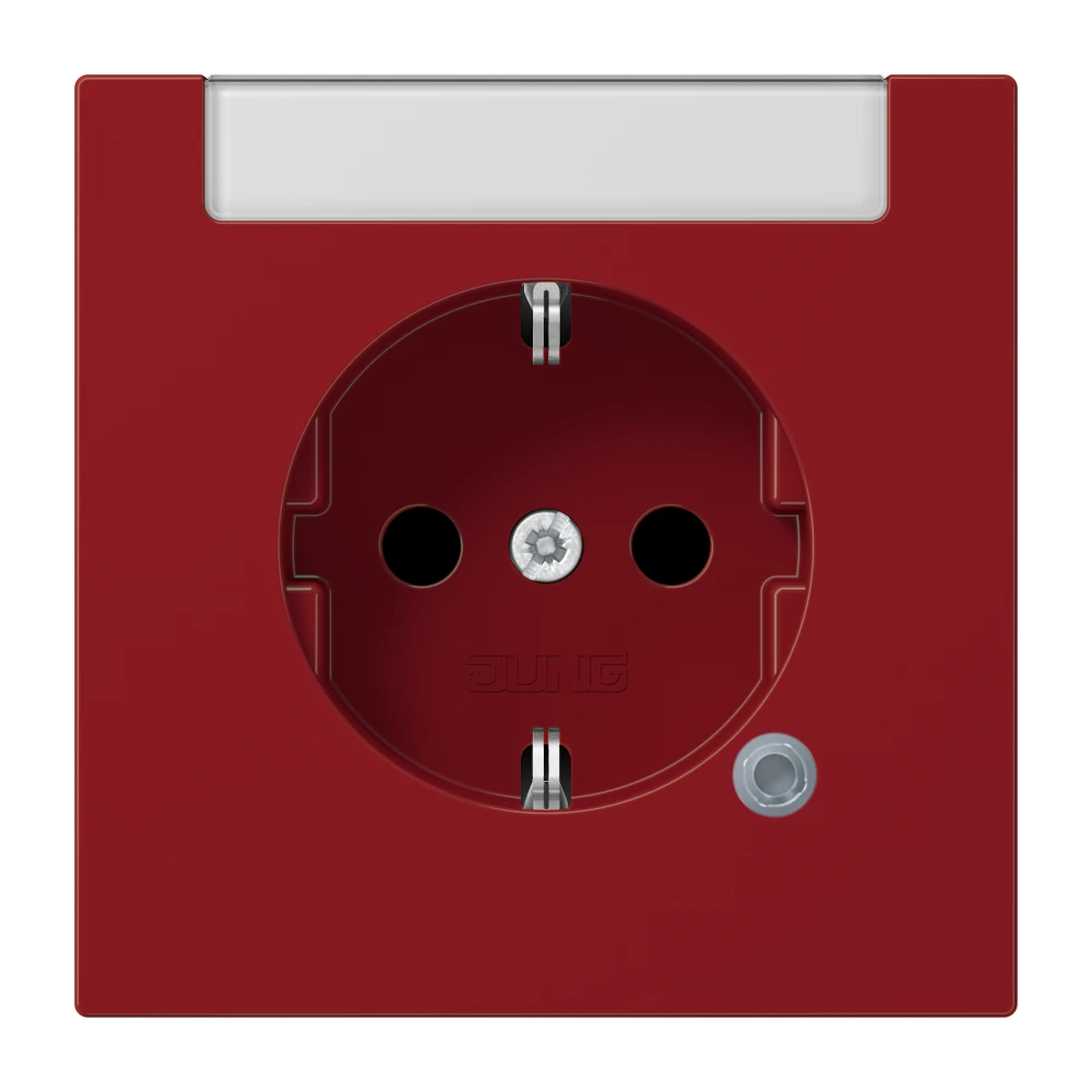 SCHUKO® socket, Safety Plus, with pilot light, with integrated inscription field (protected against spraying water), thermoplastic, red