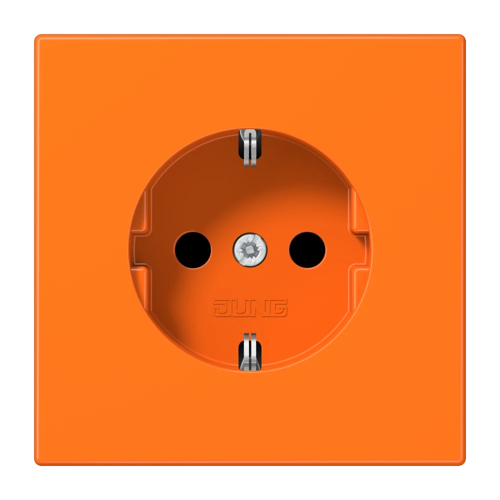 Wandcontactdoos met randaarde, thermoplast, oranje