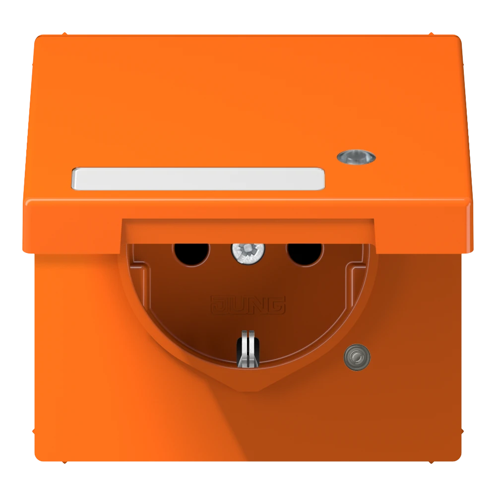 Wandcontactdoos met randaarde, Safety Plus, met functie-indicatie, met tekstvenster, thermoplast, oranje