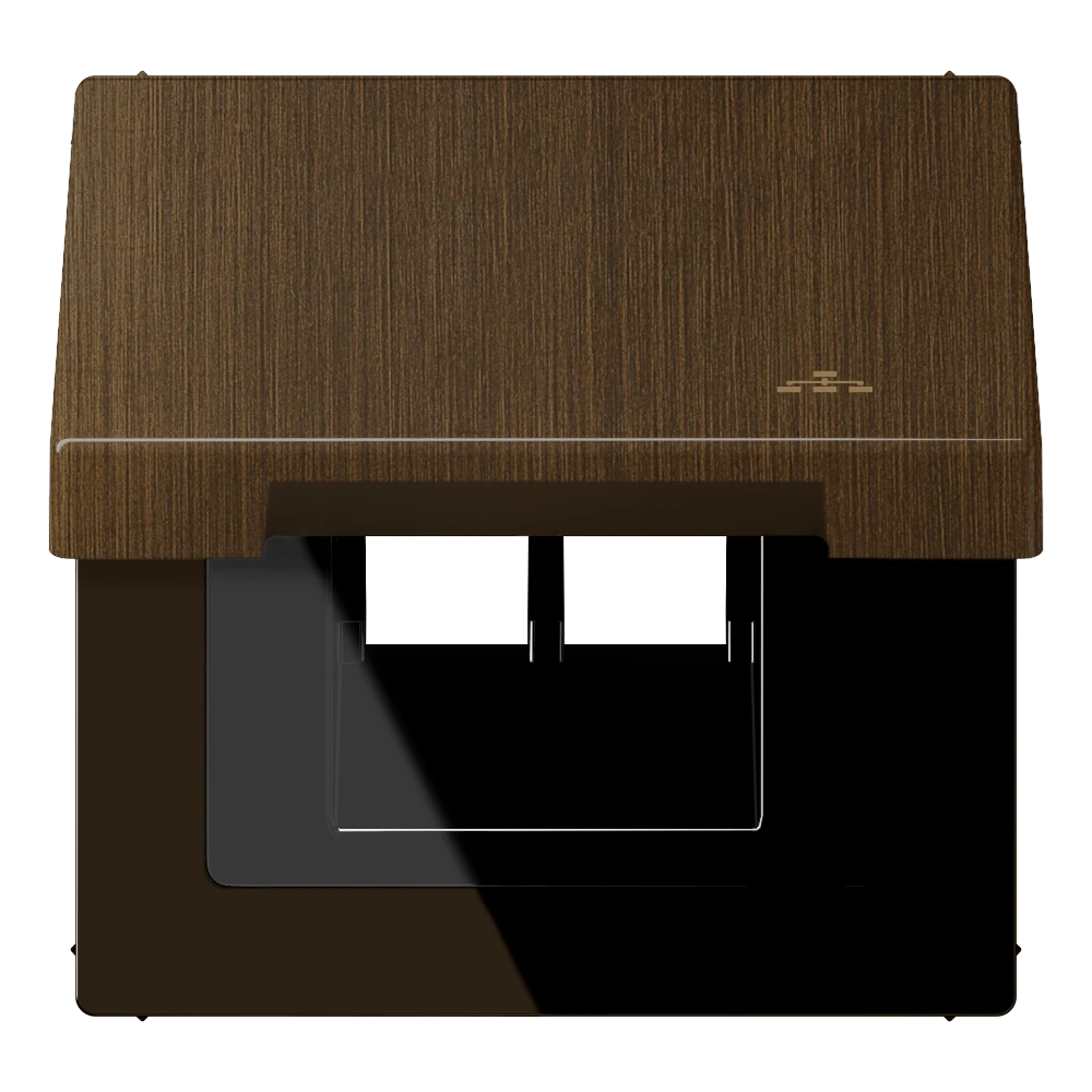 Hinged lid with spring, with symbol "LAN", antique brass