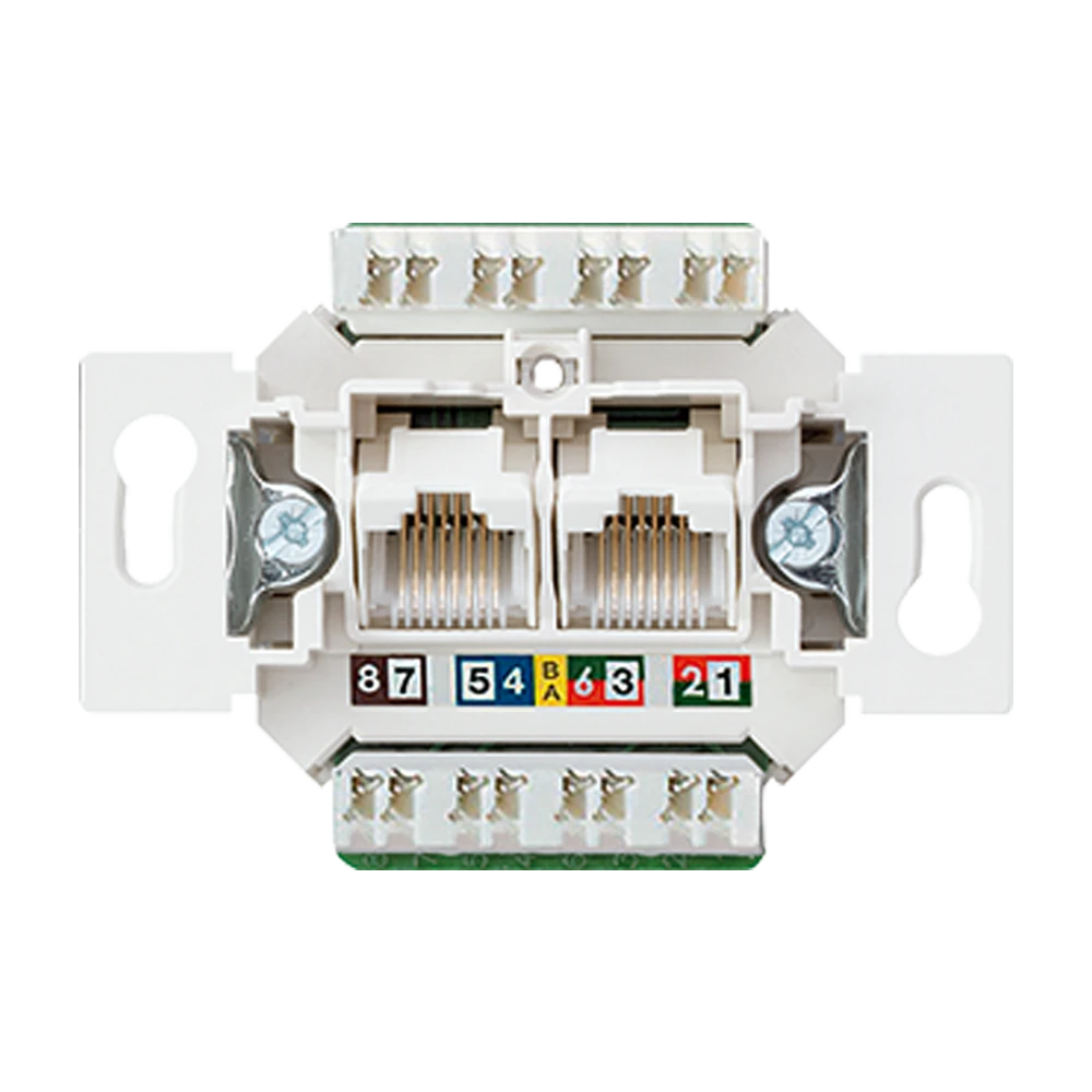 Modular jack socket, cat. 6 / cat. 6A iso, unshielded, 2 x 8-pole