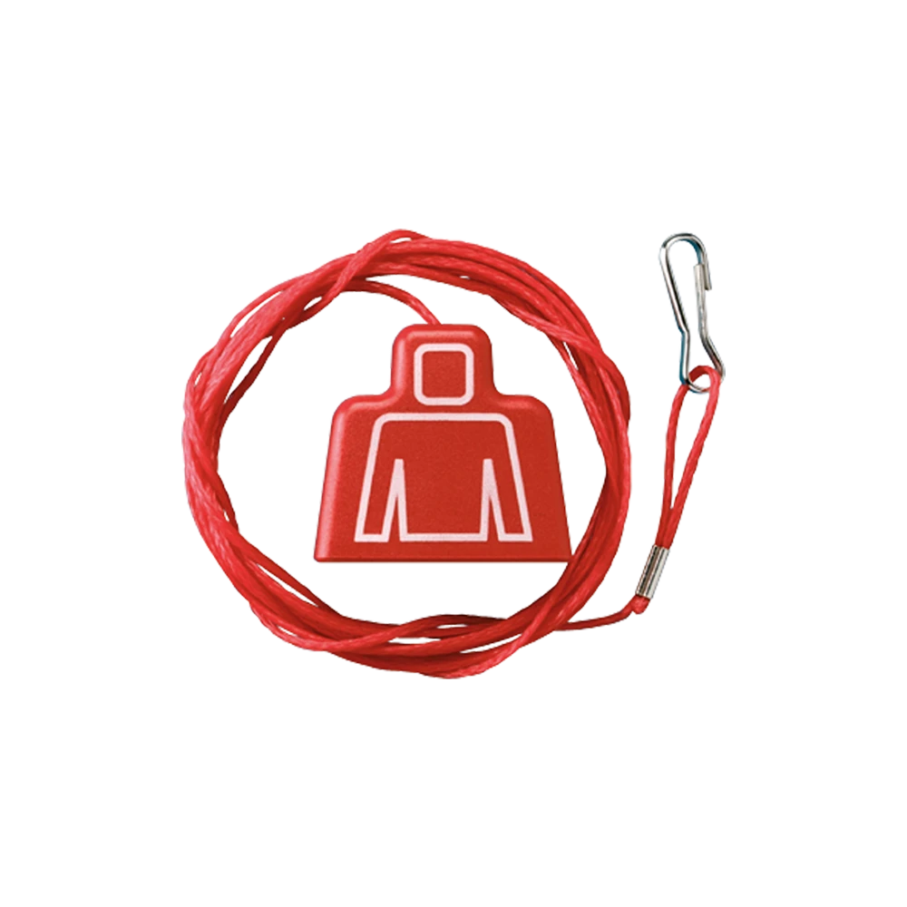 Pull cord, with symbols, thermoplastic, red
