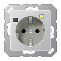 SCHUKO® socket with RCD (residual current device), without claws, Safety+, aluminium