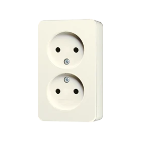 2-gang socket without earth, ivory