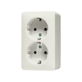 2-gang SCHUKO® socket, screw terminals, ivory