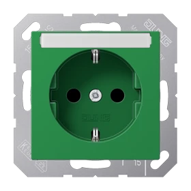 Enchufe SCHUKO®, Safety Plus, con regleta de inscripción, termoplástico, verde