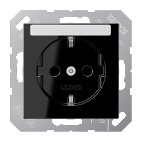 Enchufe SCHUKO®, Safety Plus, con regleta de inscripción, termoplástico, negro