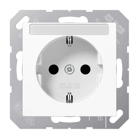 Enchufe SCHUKO®, Safety Plus, con regleta de inscripción, termoplástico, blanco alpino