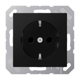Enchufe SCHUKO®, Safety Plus, termoplástico lacado, negro mate