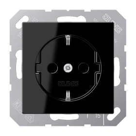 SCHUKO® socket, screw terminals, Safety Plus, duroplastic, black
