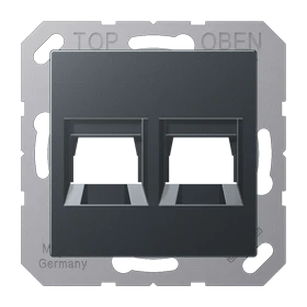 Afdekking (klikbevestiging) voor modular jack, 2-voudig, EMT, AMP, MTRJ, antraciet mat