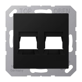 Afdekking (klikbevestiging) voor modular jack, 2-voudig, EMT, AMP, MTRJ, grafietzwart mat