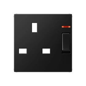 Centre plate for socket insert BS 2171 KO EINS and 3171 KO EINS, with pilot light, thermoplastic lacquered, matt graphite black 