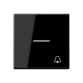 Rocker, symbol "bell", with lens, Thermoplastic, black